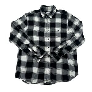 American Republic Men XL Flannel Shirt Black White Plaid Button Down Long Sleeve